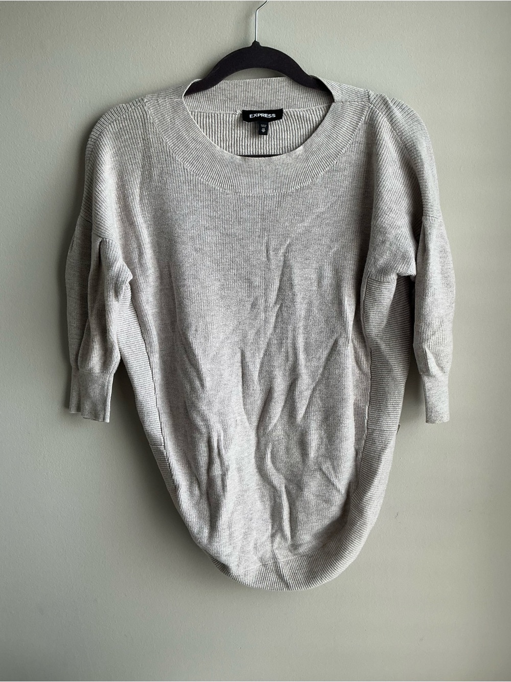 Express Light Gray Scoop Neck Knit Sweater